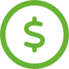 Green dollar sign icon representing flooring financing options